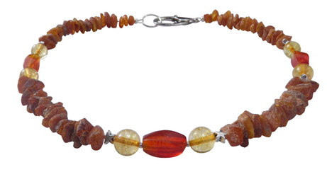 Produktbild von Hunde Bernsteinkette mit Citrin und Achat Länge 44cm