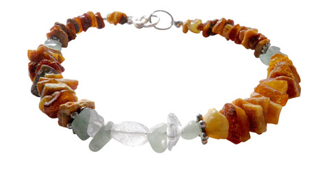 Produktbild von Hunde Bernsteinkette mit Jade und Bergkristall Länge 34cm