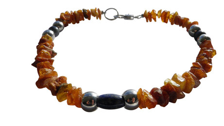 Produktbild von Hunde Bernsteinkette mit Lapislazuli Länge 40cm