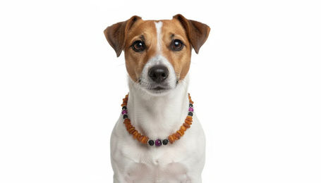 Produktbild von Hunde Bernsteinkette mit Lava und Sugilith Länge 33cm