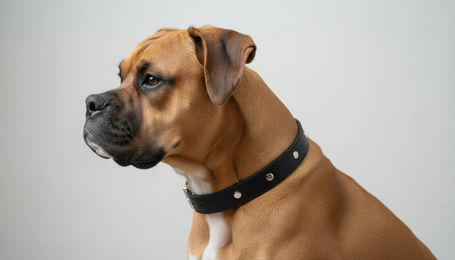 Produktbild von Hunde Lederhalsband mit integrierter Bernsteinkette