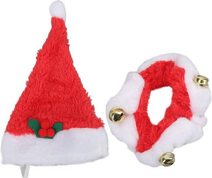 Produktbild von Hunde- und Katzen-Weihnachtskostüm Set mit Mütze und Kragen