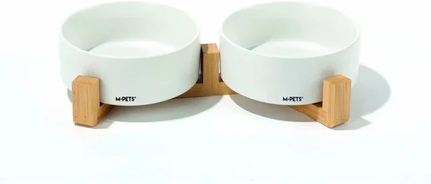 Produktbild von Hunde- und Katzennapf aus Keramik mit Bambushalter M-Pets Opera (x2)