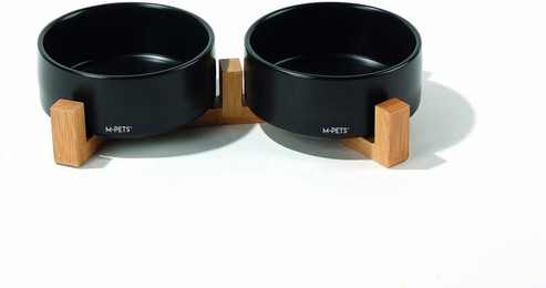 Produktbild von Hunde- und Katzennapf aus Keramik mit Bambushalter M-Pets Opera (x2)