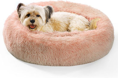 Produktbild von Hundebett Katzenkissen Waren Rund Flauschig OYANTEN Donut Flauschig Flauschig Schlafen Sie Gut Waschbar Ganzjährig Hundezubehör - Corgi/Shiba Inu/Mittel (75cm, Rosa) rosa