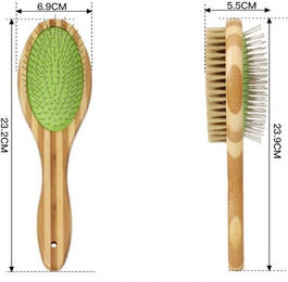 Produktbild von Hundebürste Bambus Hunde Kamm Doppelseitige Hundehaarbürste Tierpflege Massagekamm Edelstahl Hundehaarentferner Haustierbedarf