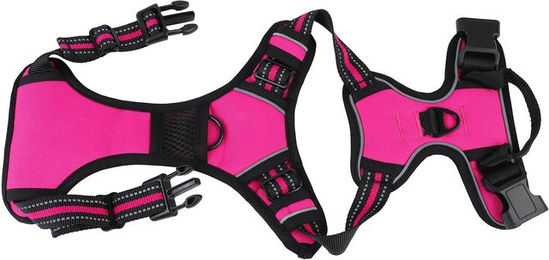 Produktbild von Hundegeschirr Reflektierend Verstellbar Atmungsaktiv Nylon Hundetrainingsgeschirr Weste für Haustierbedarf Rose rosa