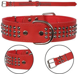 Produktbild von Hundehalsband aus Leder mit Nieten Rot 40mm x 57cm
