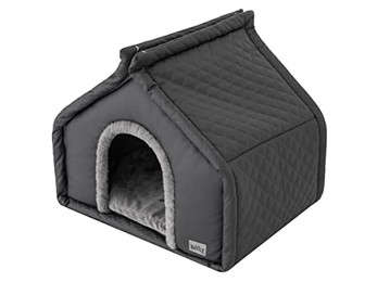 Produktbild von Hundehütte Katzenhütte faltbar mit Kissen Graphit 42x32 cm