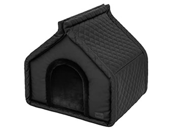 Produktbild von Hundehütte Katzenhütte faltbar mit Kissen Schwarz 42x32 cm