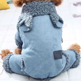 Produktbild von Hundekleidung, warmer Mantel, Hirschleder-Samt-Fleece, verdickter, gepolsterter Mantel, Teddy, Bichon, Schnauzer, Haustier, vierbeinige Kleidung, Weste L