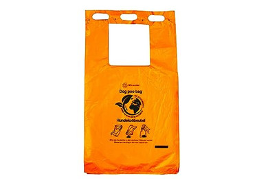 Produktbild von Hundekotbeutel Orange bedruckt schwarz abreissbar