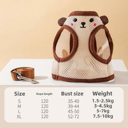 Produktbild von Hundeleine Brustgeschirr Hundeleine Kleine und mittelgroße Hunde Teddy Bigbear Pomeranian Walking Dog Leash Weste Heimtierbedarf S