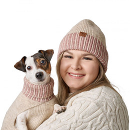 Produktbild von Hundepullover Odense mit Mütze Set creme/rosa Größe 35