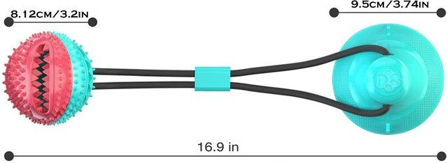 Produktbild von Hundespielzeug für aggressive Kauer, interaktives Zahnungsspielzeug, Langeweile und anregendes Tauziehen, Saugnapf-Puzzle, unzerstörbares Seil türkis