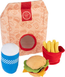 Produktbild von Hundespielzeug Squeaky Burger Menü - 4-teiliges Set