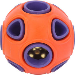 Produktbild von Hundespielzeugball, bissfest, langlebig, Gummi, interaktiver Spielzeugball zur Futterausgabe für Haustiere, mit Glockenton orange