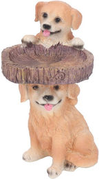 Produktbild von Hundestatue Vogelfutterspender Lebensechte Dekorative Verzierung Harzskulptur Vogelbadschale für Garten