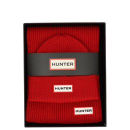 Produktbild von Hunter Boots Unisex Set Mütze und Schal Jura Rot