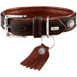 HUNTER CODY Hundehalsband Leder rustikal weich 45 cm dunkelbraun/cognac – Bild 1 von 8