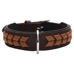 Produktbild von HUNTER EL PASO Hundehalsband Leder geflochten 55 cm dunkelbraun/schwarz