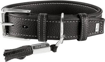 Hunter Halsband Cannes aus Rindnappaleder schwarz 50 cm – Bild 1 von 3