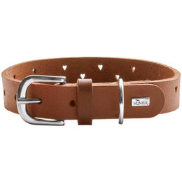 HUNTER Hundehalsband Aalborg Soul Cognac mit Herz-Stanzung – Bild 1 von 5