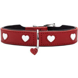 HUNTER Hundehalsband Love rot/schwarz aus Rindsleder – Bild 1 von 9