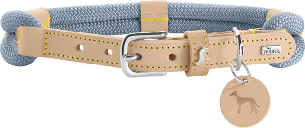 HUNTER Hundehalsband Malia taubenblau/Natur – Bild 1 von 9