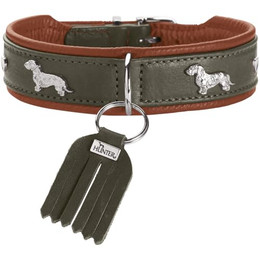 Produktbild von HUNTER Hundehalsband München grün/cognac Größe 42