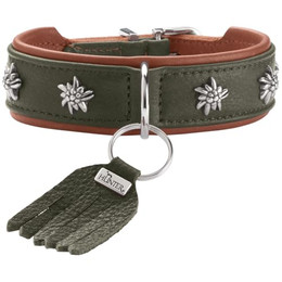 Produktbild von HUNTER Hundehalsband MÜNCHEN grün/Cognac Leder
