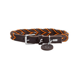 Produktbild von HUNTER Hundehalsband Solid Education Cord dunkelbraun/orange