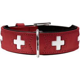 HUNTER Hundehalsband SWISS rot/schwarz aus Rindnappaleder – Bild 1 von 8