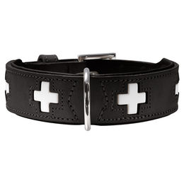 HUNTER Hundehalsband SWISS schwarz aus Rindnappaleder – Bild 1 von 4