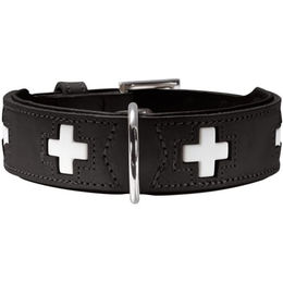 HUNTER Hundehalsband SWISS schwarz aus Rindnappaleder – Bild 1 von 2