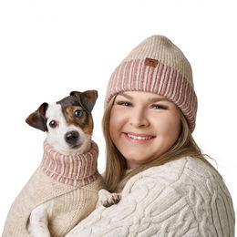 Produktbild von Hunter Hundepullover Odense mit Mütze creme/rosa