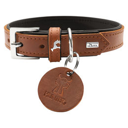 HUNTER LARVIK Hundehalsband Leder cognac/schwarz 60 cm – Bild 1 von 5