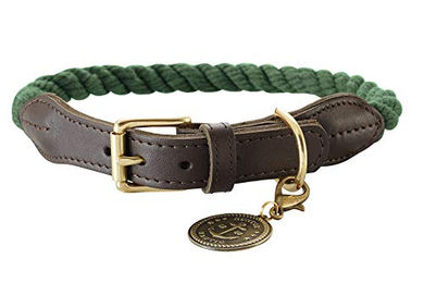 HUNTER List Hundehalsband Leder maritim oliv – Bild 1 von 3