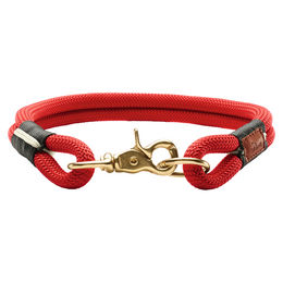 Produktbild von HUNTER Oss Halsband für Hunde aus Tau mit Messing-Karabiner, Rot, Größe L