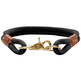 Produktbild von HUNTER Oss Halsung Hundehalsband Tau mit Messing-Karabiner Schwarz L-XL