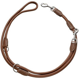 HUNTER ROUND & SOFT Verstellbare Hundeführleine Leder rundgenäht braun - 2 m – Bild 1 von 4