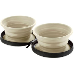 Produktbild von Hunter Silikon Reisenapf mit Tasche List 750 ml Beige - 2 x 750 ml