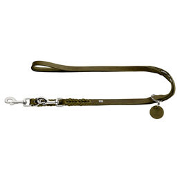 HUNTER SOLID EDUCATION Verstellbare Hundeführleine aus Leder, geflochten, oliv - 250 cm – Bild 1 von 3
