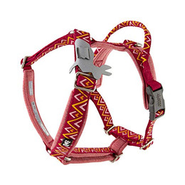 Produktbild von Hurtta Razzle-Dazzle Y-Geschirr für Hunde, gepolstert, recyceltes Polyester, Rot, 35-45 cm