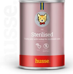 Produktbild von husse Sterilised Pastete 24 Dosen je 400 g. ausgewogene Mahlzeit mit Taurinzusatz für sterilisierte Katzen