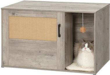 Produktbild von HZUANERI Katzentoilette Katzenklo-Schrank mit Rattan Tür