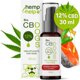 H4H Bio CBD Öl für Hunde mit Wildlachsöl und Rosmarin zur Beruhigung und Unterstützung von Haut und Fell 30 ml – Bild 1 von 4