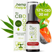 Produktbild von H4H Bio CBD Öl für Hunde mit Wildlachsöl und Rosmarin zur Beruhigung und Unterstützung von Haut und Fell 30 ml