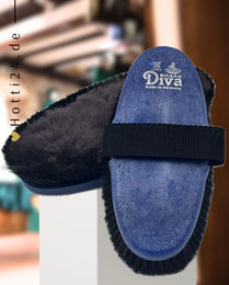 Produktbild von Haas Diva Kardätsche mit Lammfellkissen Blau zur Fellpflege