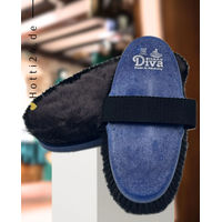 Produktbild von Haas Diva Kardätsche mit Lammfellkissen Blau zur Fellpflege